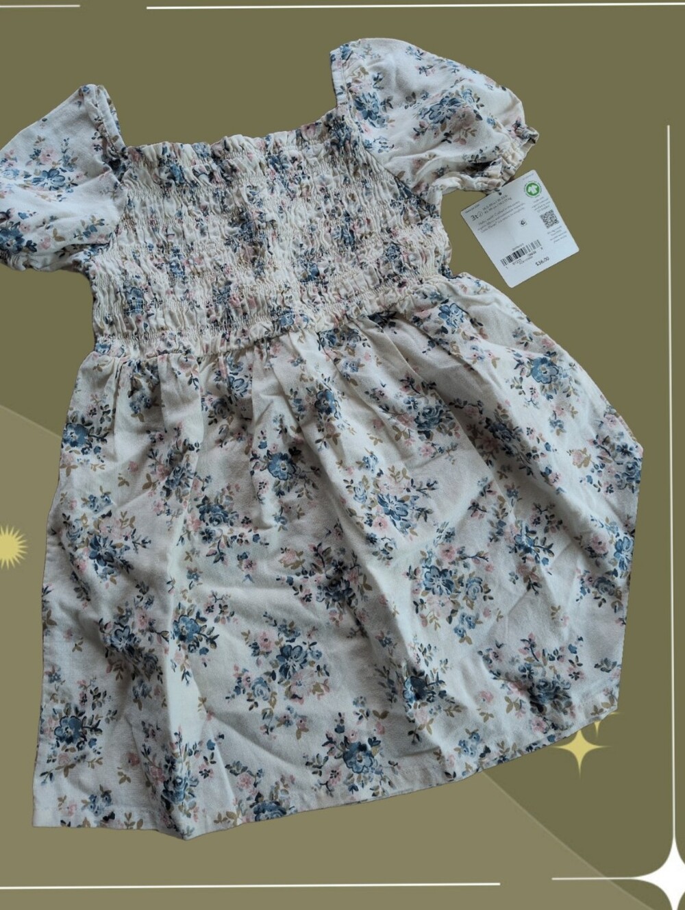 ✨ nwt Little Planet Girls Organic Cotton And Linen Floral Dress Size 3t